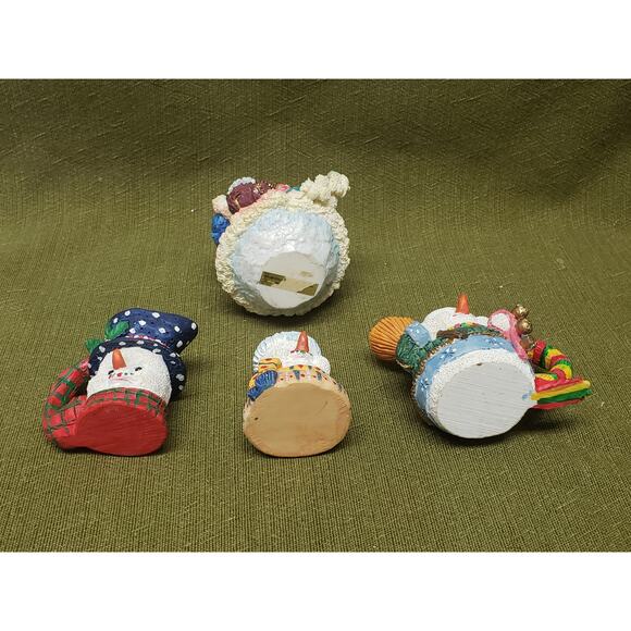 Festive Holiday 4 Piece Snowman Miniature Figurines - Beautiful Christmas Decor - Picture 5 of 9